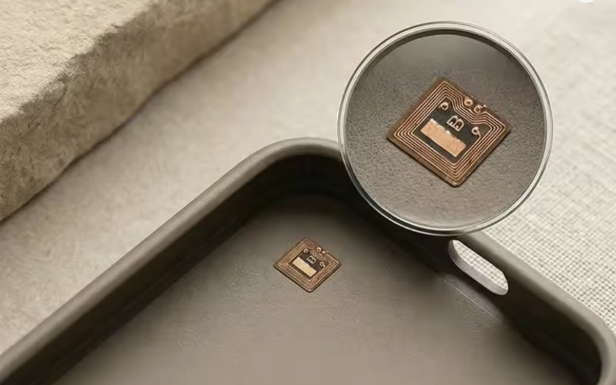TapID 6mm micro sticker inside a phone case